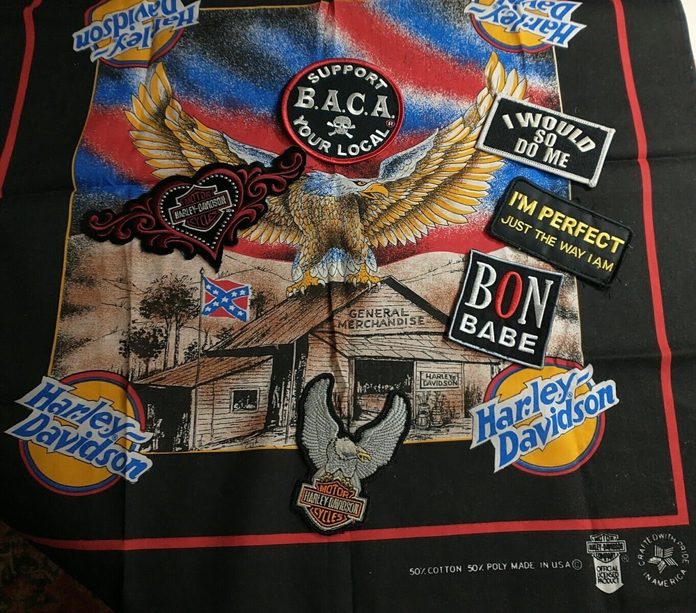Harley Davidson Patches And Handkerchief Set