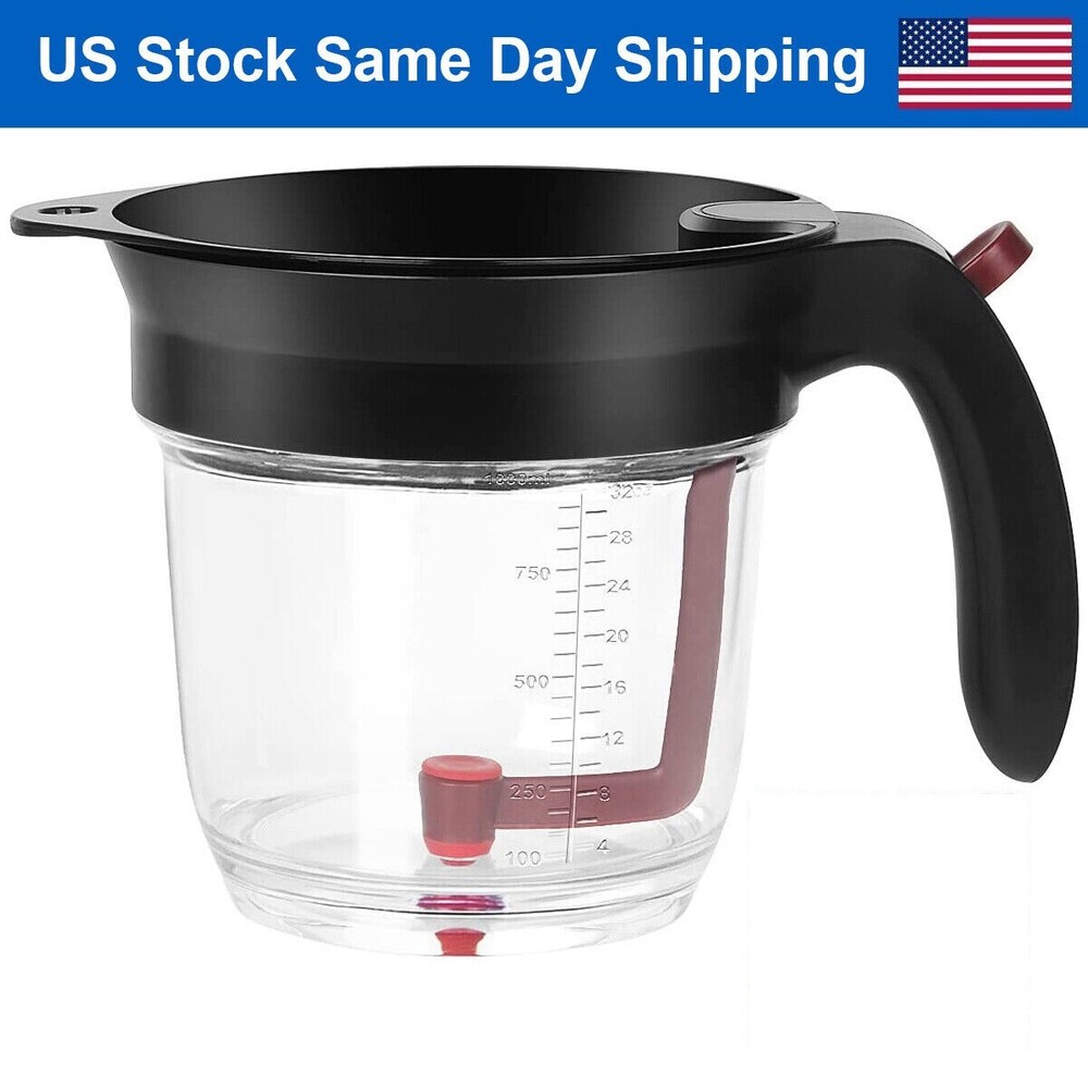 4-Cup Gravy Fat Separator With Bottom Release Strainer 1L Grease Separator Cup