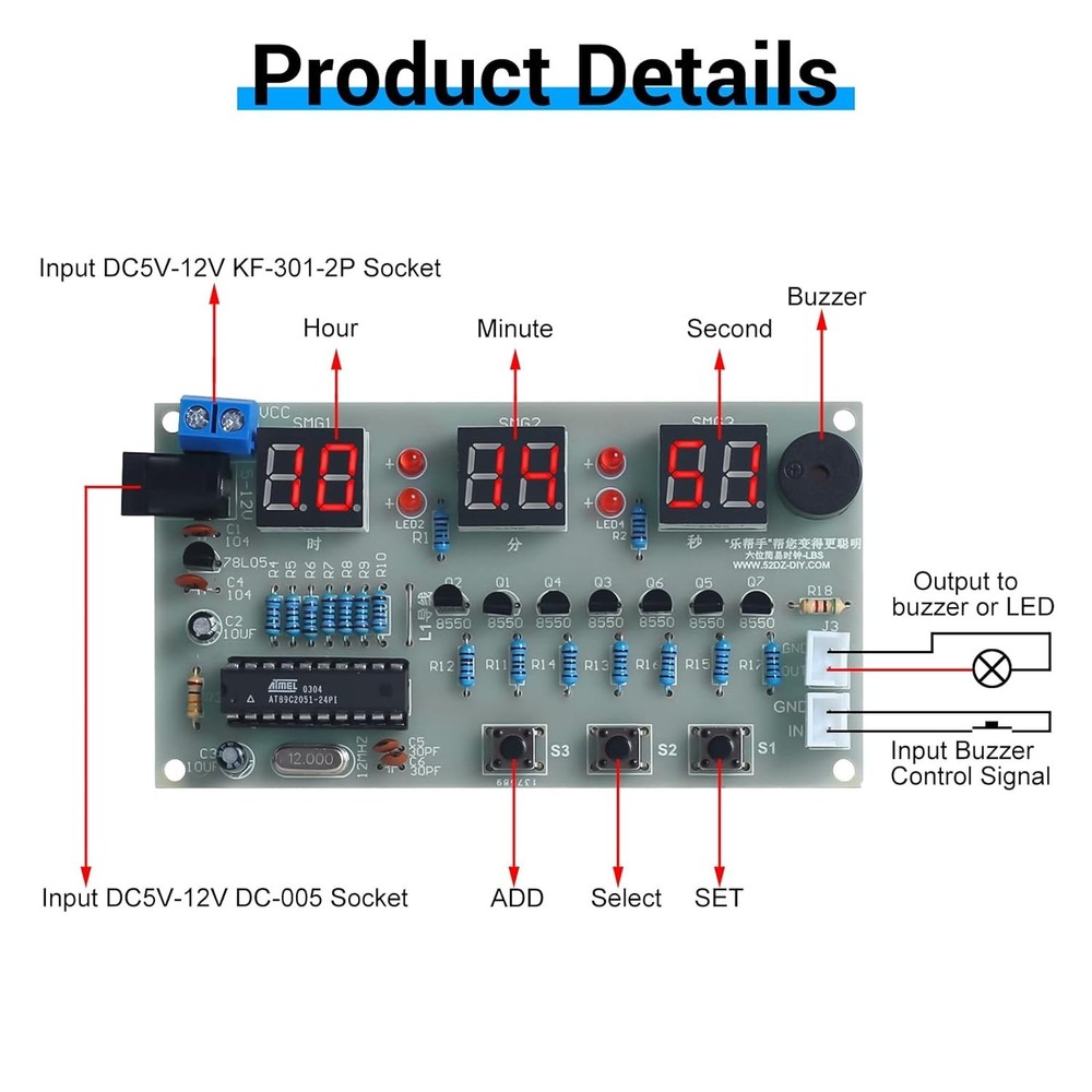 6-Digit Clock Soldering Practice Kit, DIY PCB Digital Clock Soldering Project...