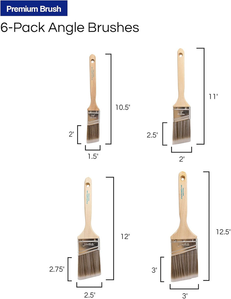 Paint Brushes - (6 Pack) Variety Angle Paint Brushes