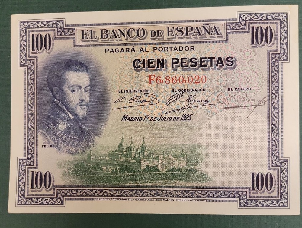 1925 Spain 100 Pesetas - Pick# 69c - Solid XF