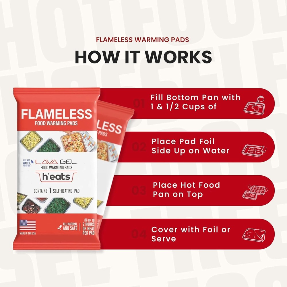 Disposable Half Pan Warmers 2 Pack Flameless