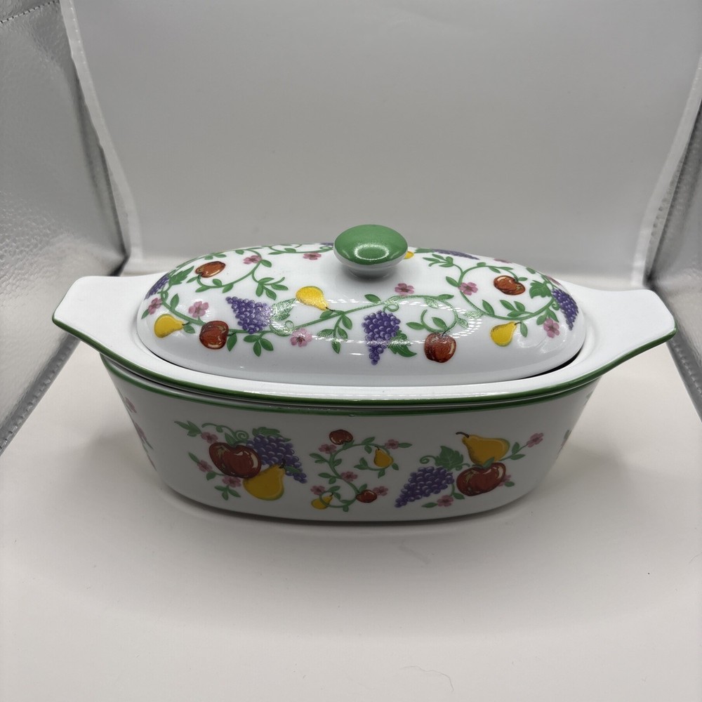 Cook Street Butter 3 Piece Ceramic Biat/Dish Set-Fruit Pattern 4A