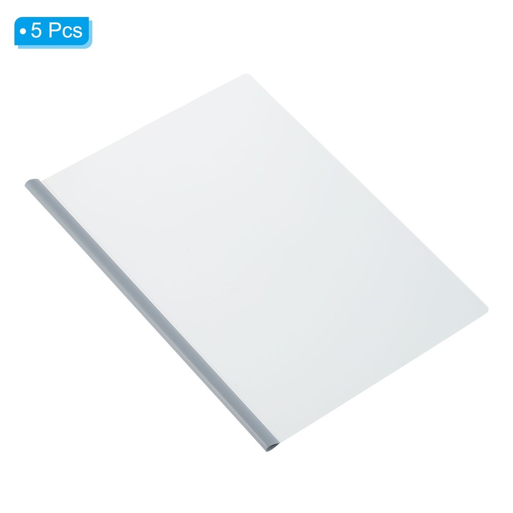 Report Covers with 8 mm Slide Grip Binding Bar, 5 Pcs 50 Sheets Capacity, White