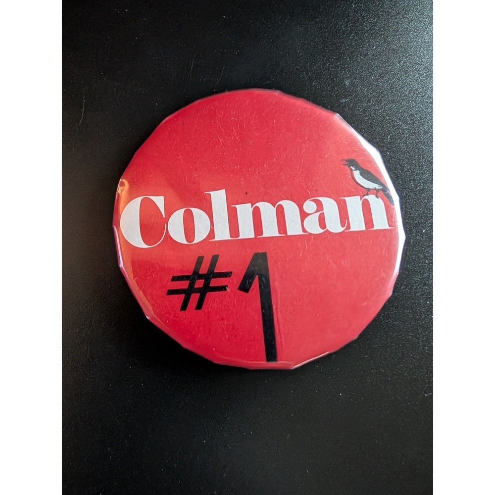Colman Number 1 Campaign Button Bird Design Red White