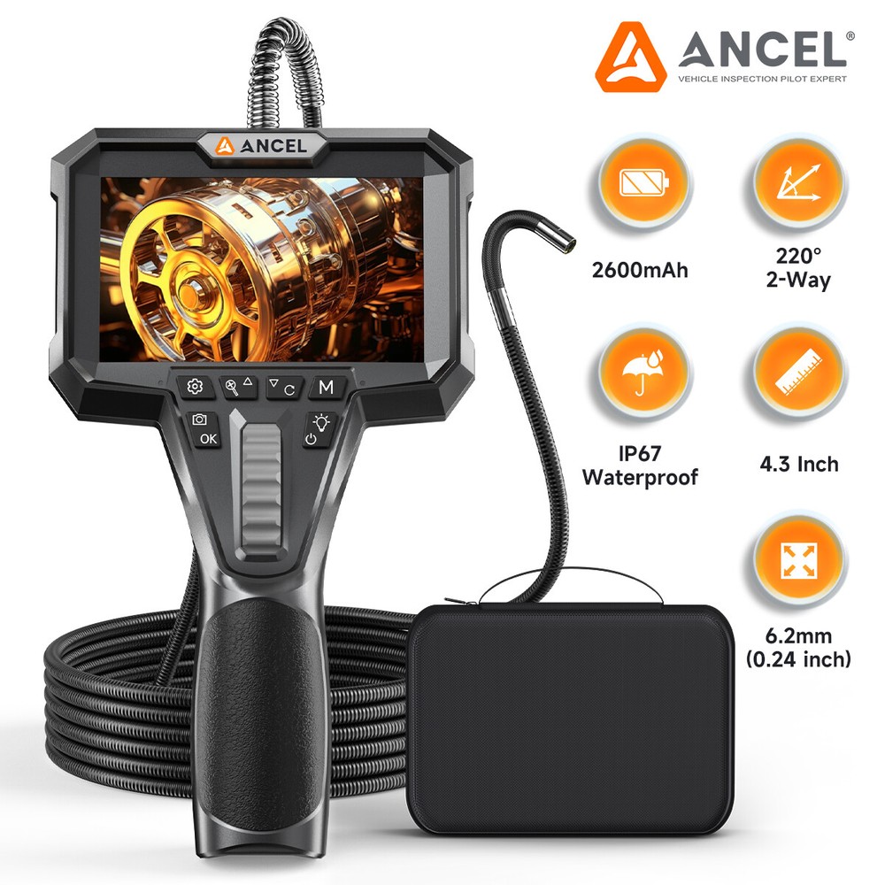 ANCEL AN301 5FT Snake Borescope Camera 210 Articulating Endoscope 4 3 IPS Screen