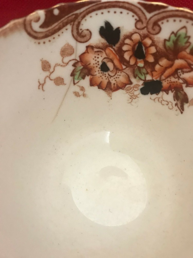 c 1900 Samuel Radford scalloped tea trio Imari pattern