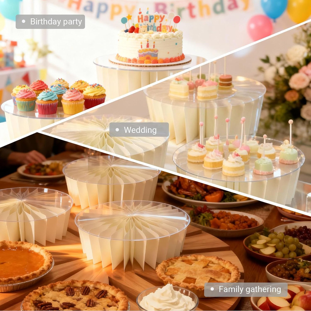Buffet Risers Set - 6 Pack Foldable Display Stands for Cakes and Desserts
