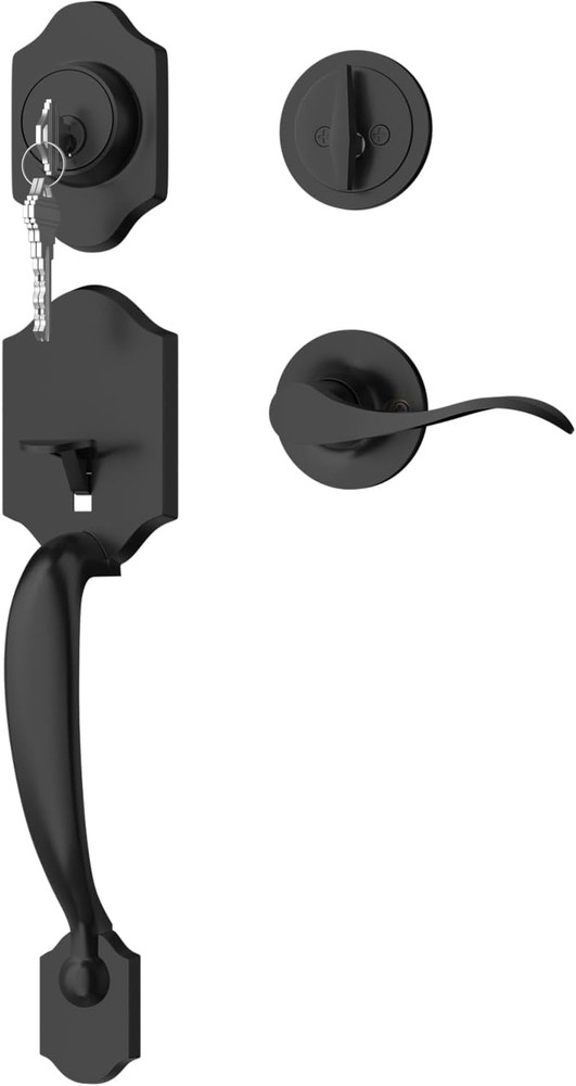 Front Door Lock Set, Door Handle Exterior, Front Door Handle Set, Black Front Do