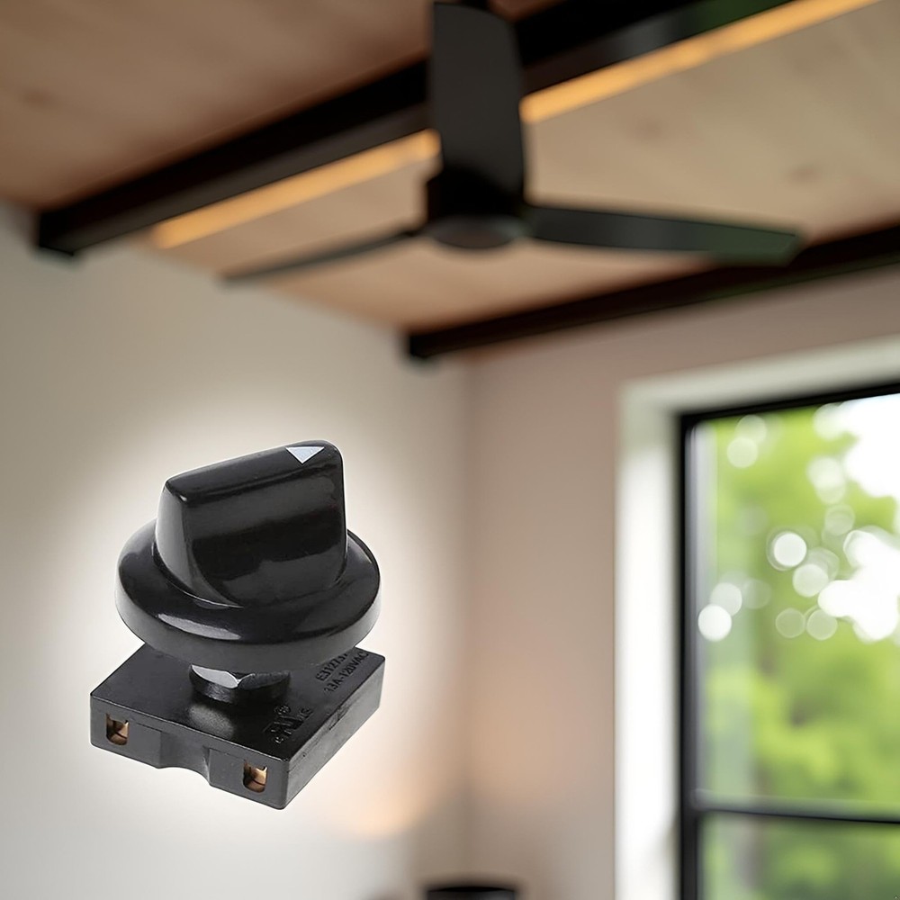 Black Fan Rotary Switch 4 Position 3 Speed Selector Switch Governor with Butt...