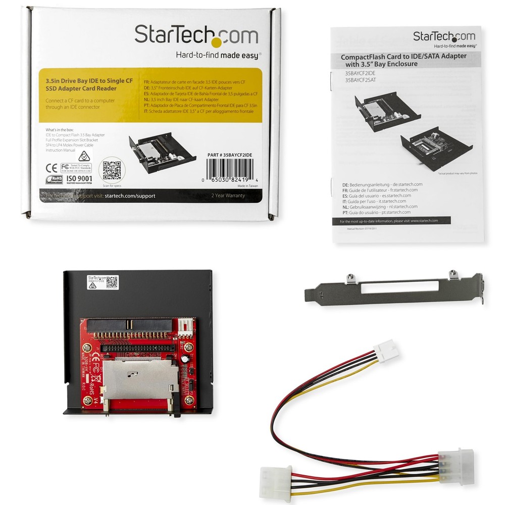 StarTech.com 3.5in Drive Bay IDE to Single CF SSD Adapter CompactFlash, Black