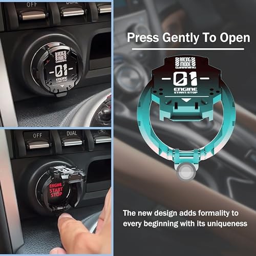 ???????? | Push Start Button Cover,Rotary Car Press-A1-Black-Word