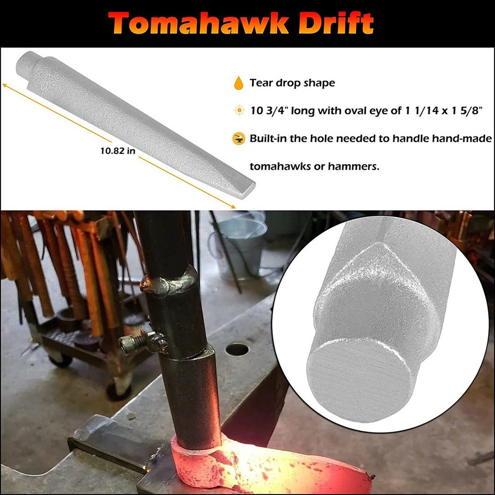 Tomahawk Eye Drift Mandrel Blacksmith Tool Handle Bolster Plate Hammer Axe Knife