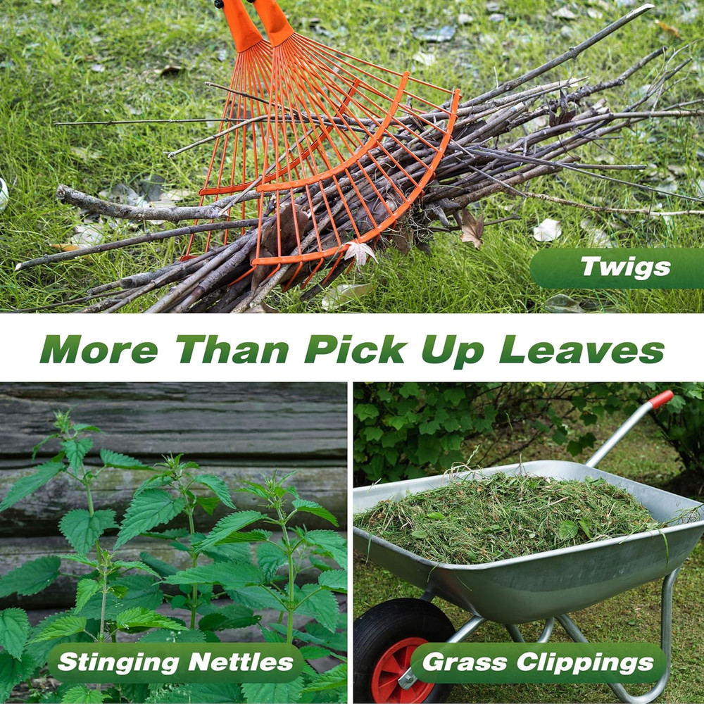 Rake for Leaves, Heavy Duty Leaf Picker Upper & Leaves Scooper, Leaf Grabber wit