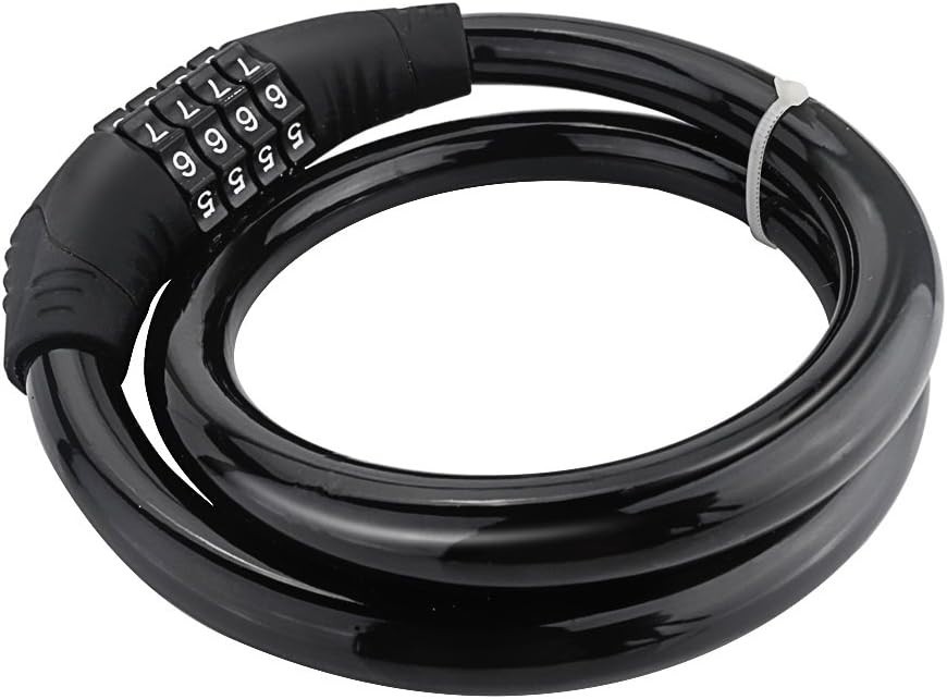 Compact 4-Digit Combination Lock - Strong Steel Cable for Bicycle Security, 2ft