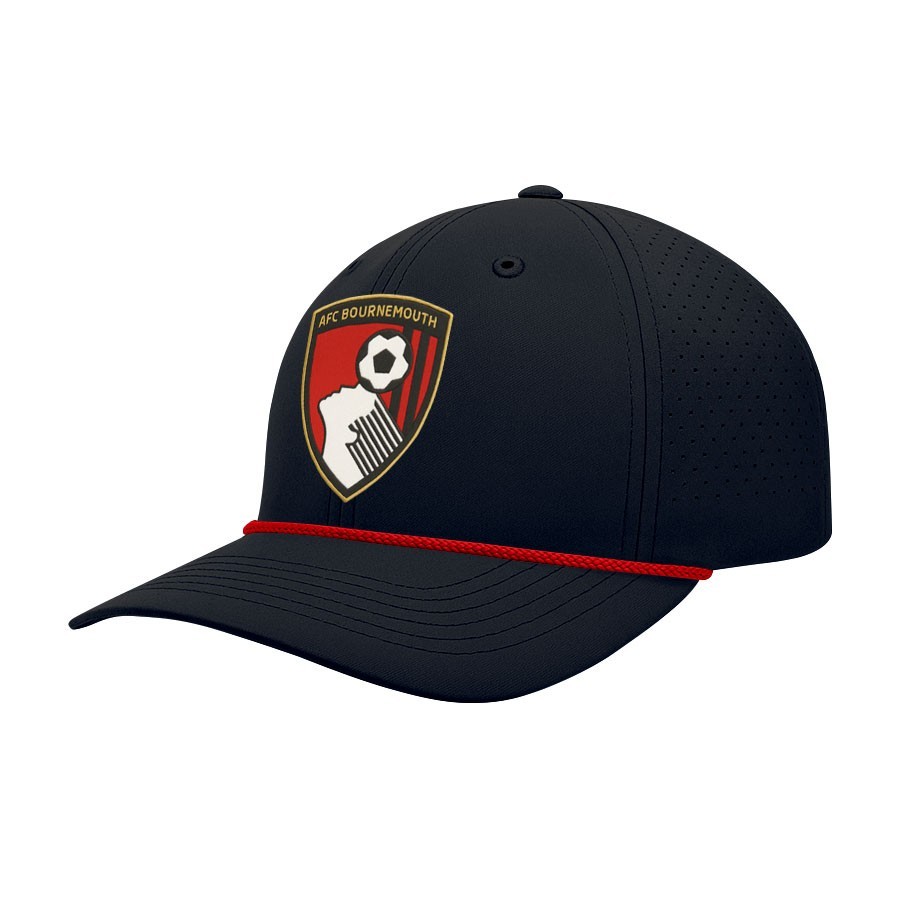 AFC BOURNEMOUTH Air Flow 6 Panel Black Hat 1863FC New