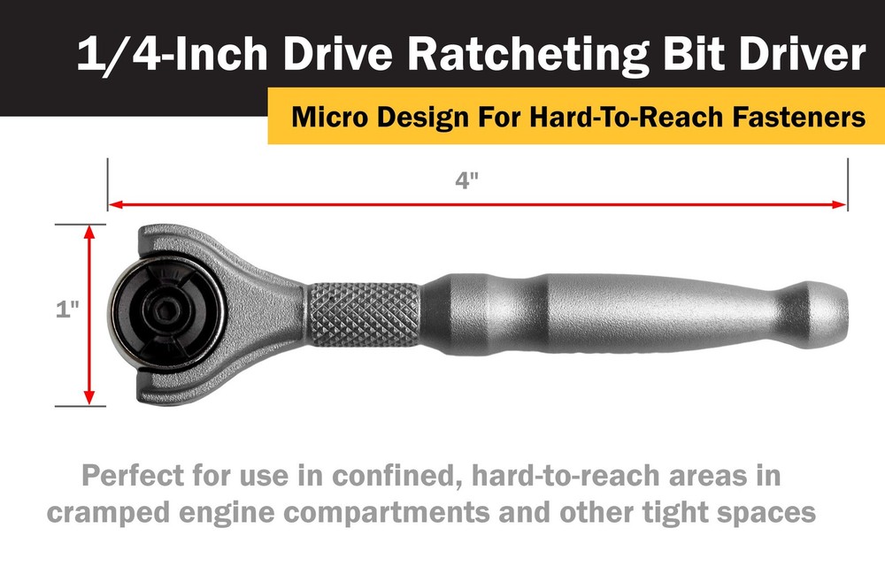 Swivel Micro Driver tool 1/4-Inch Drive 90-Tooth hardware tool