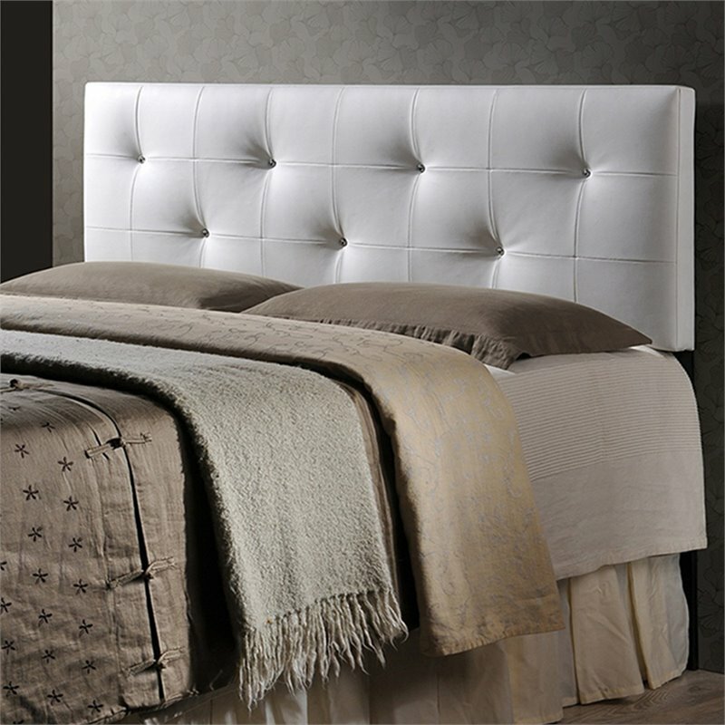 Baxton Studio Dalini Faux Leather Tufted Full Panel Headboard in White
