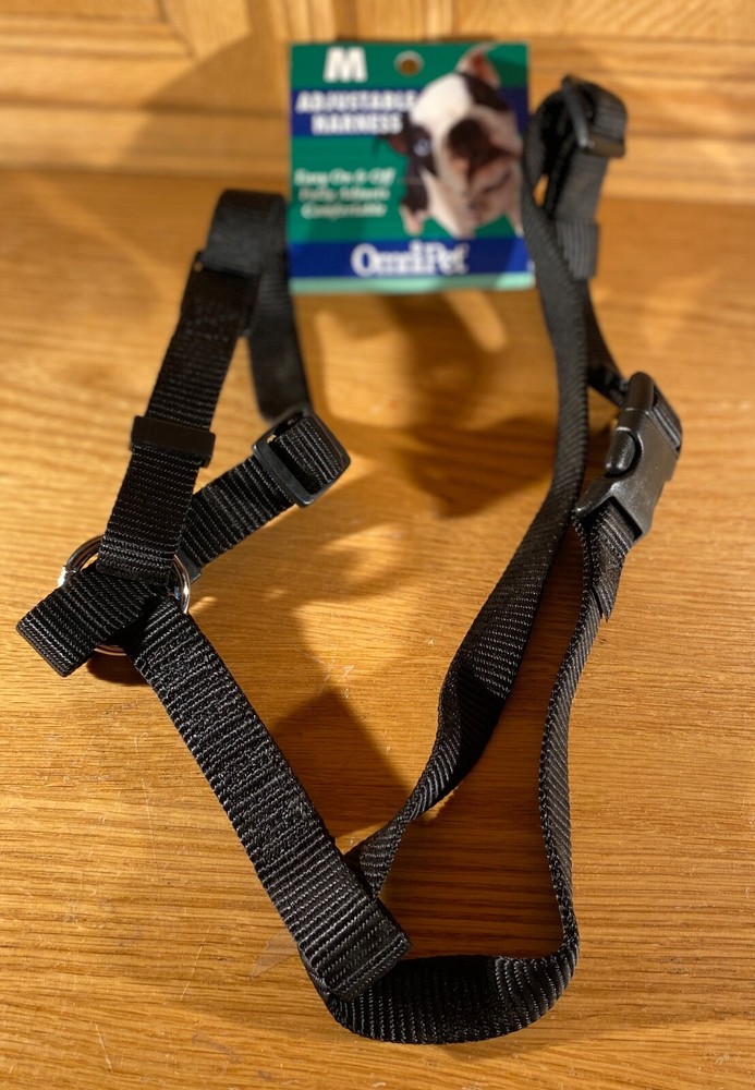 New! OMNIPET Adjustable Pet Harness Black Size Medium Easy On Easy Off