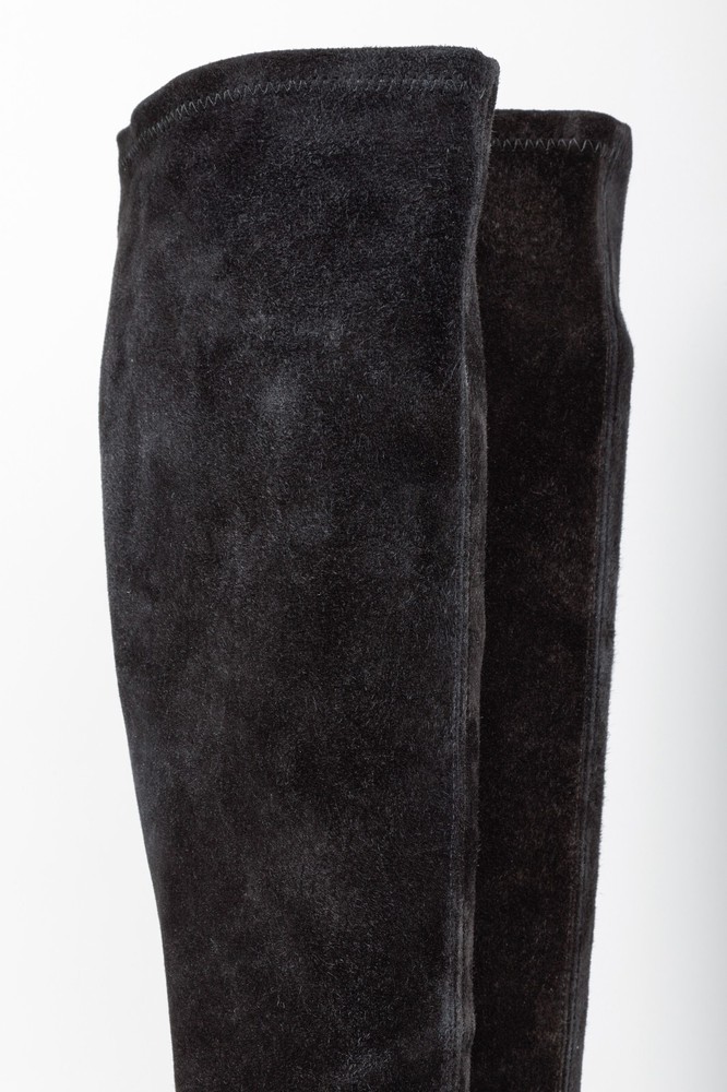 Stuart Weitzman Knee-High Black Suede Boots, Size 37