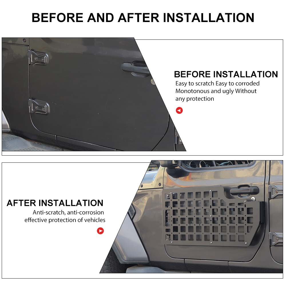 1 Pair Door Exterior Molle Panel Storage Rack System for Jeep Wrangler JK 2007+