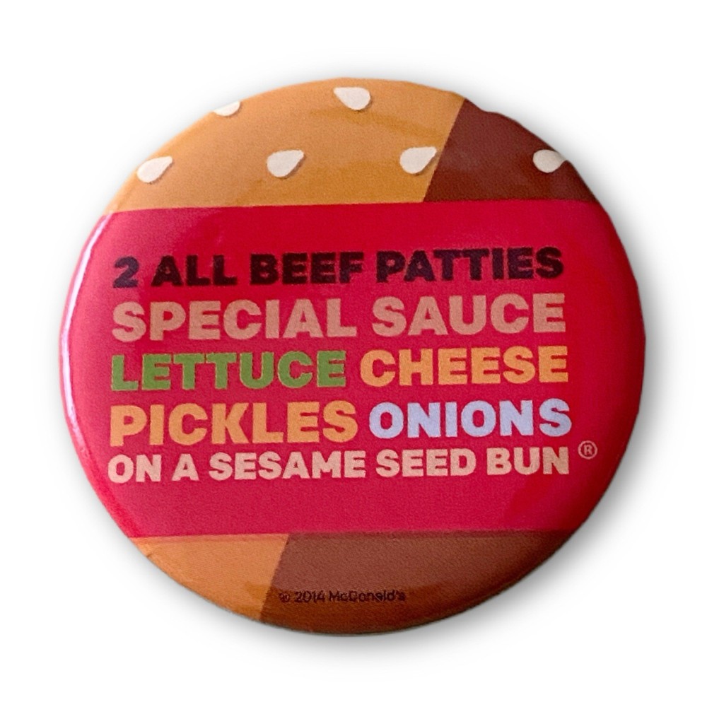 McDonald’s Pin Big Mac Chant Jingle Round Pinback Button