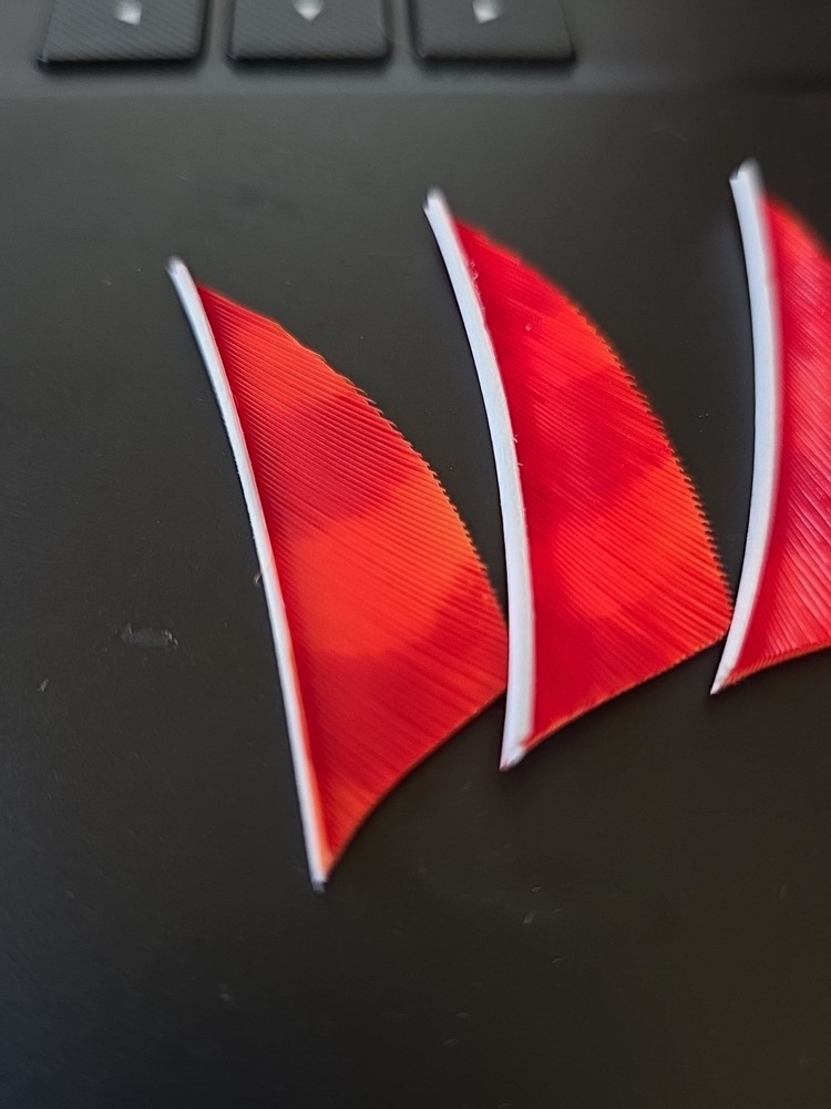 Trueflight Shield Cut Feathers Barred Red & Orange 2 Inch Right Wing 50 Pack