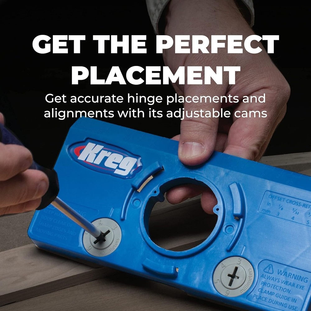 KHI-HINGE Concealed Hinge Jig – Precision Cabinet Door Hinge Tool – Drill Gui...