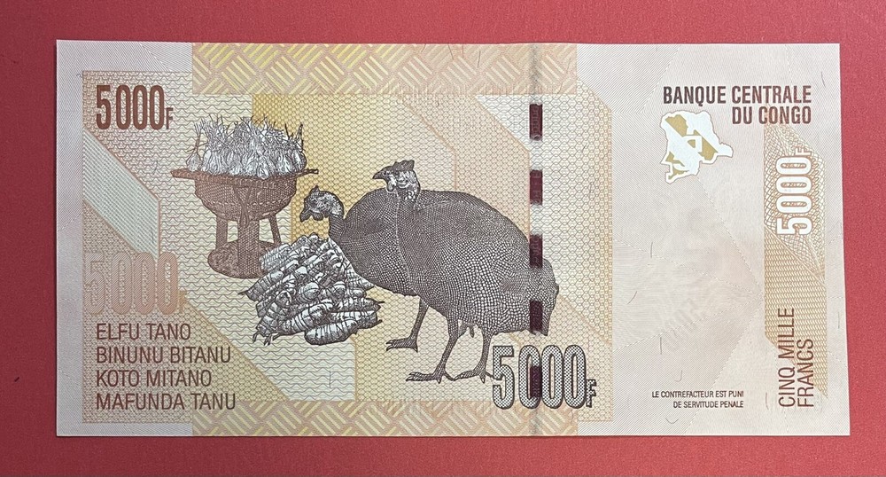 Congo 5000 Francs 2005 PICK# 102a? Missing Serial Number UNC (PL1047)