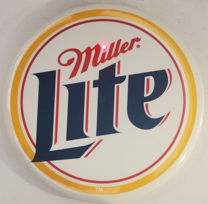 Vintage 2002 Miller Lite Employee Blinking Pinback Button   Works