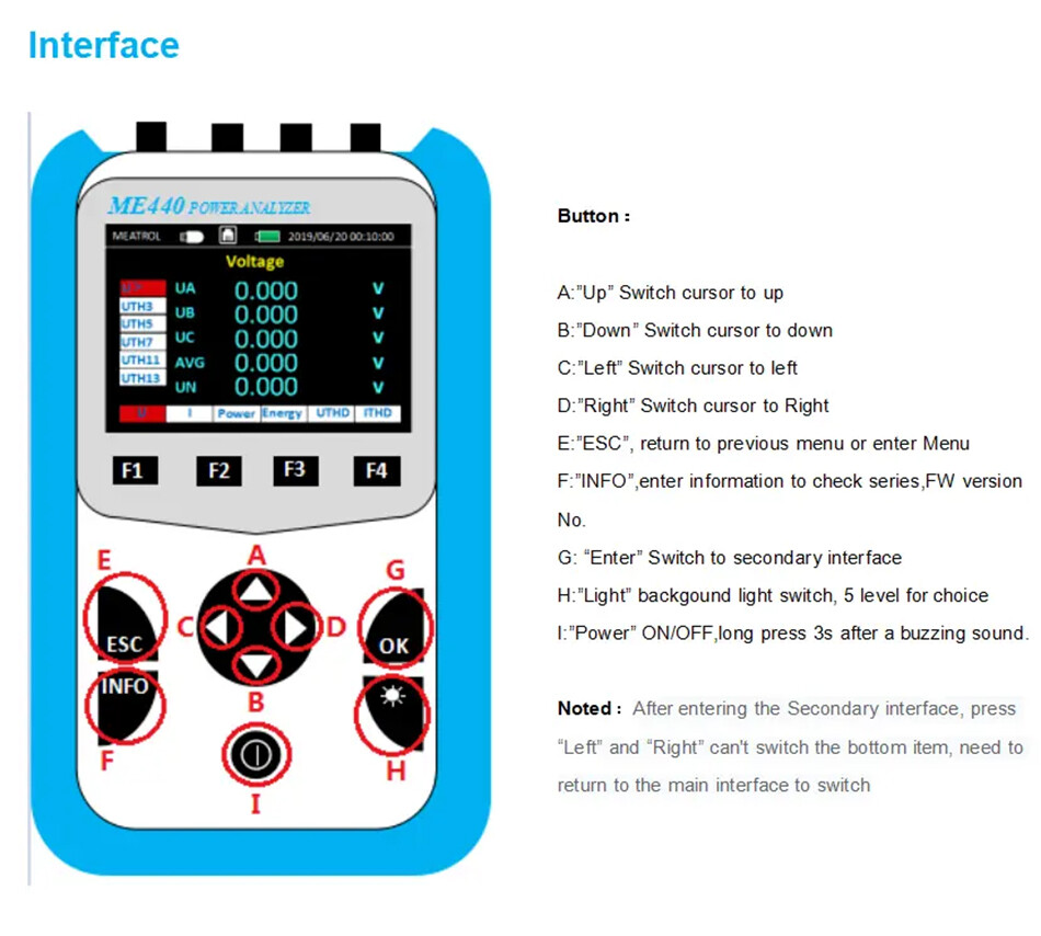 ME440 Three-phase Rogowski Power Analyzer Handheld Data Loggoer Electrical Meter