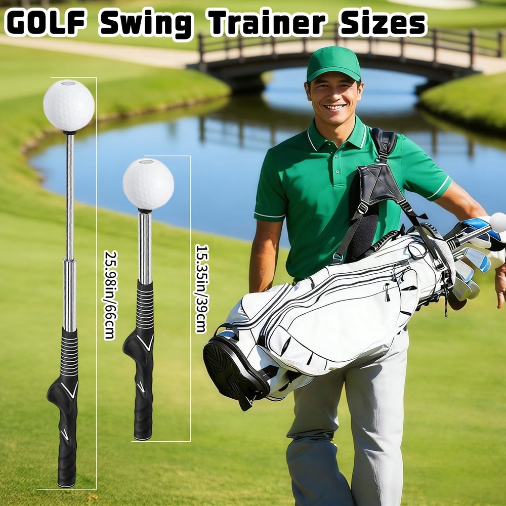 Retractable Golf Swing Training Aid, Golf Grip Trainer for Warm-up, Right-Han...