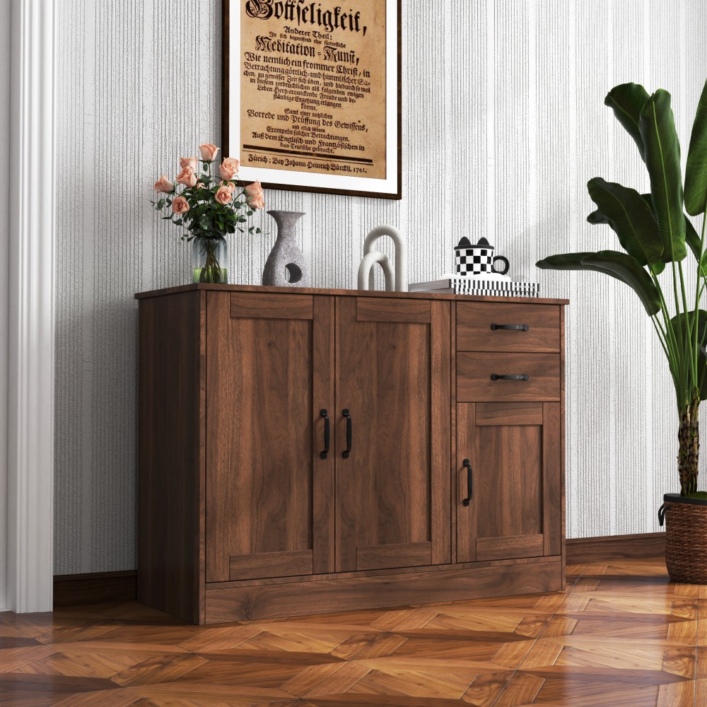 Modern Wood Buffet Sideboard Cabinet with Doors & Drawers, 43.3"