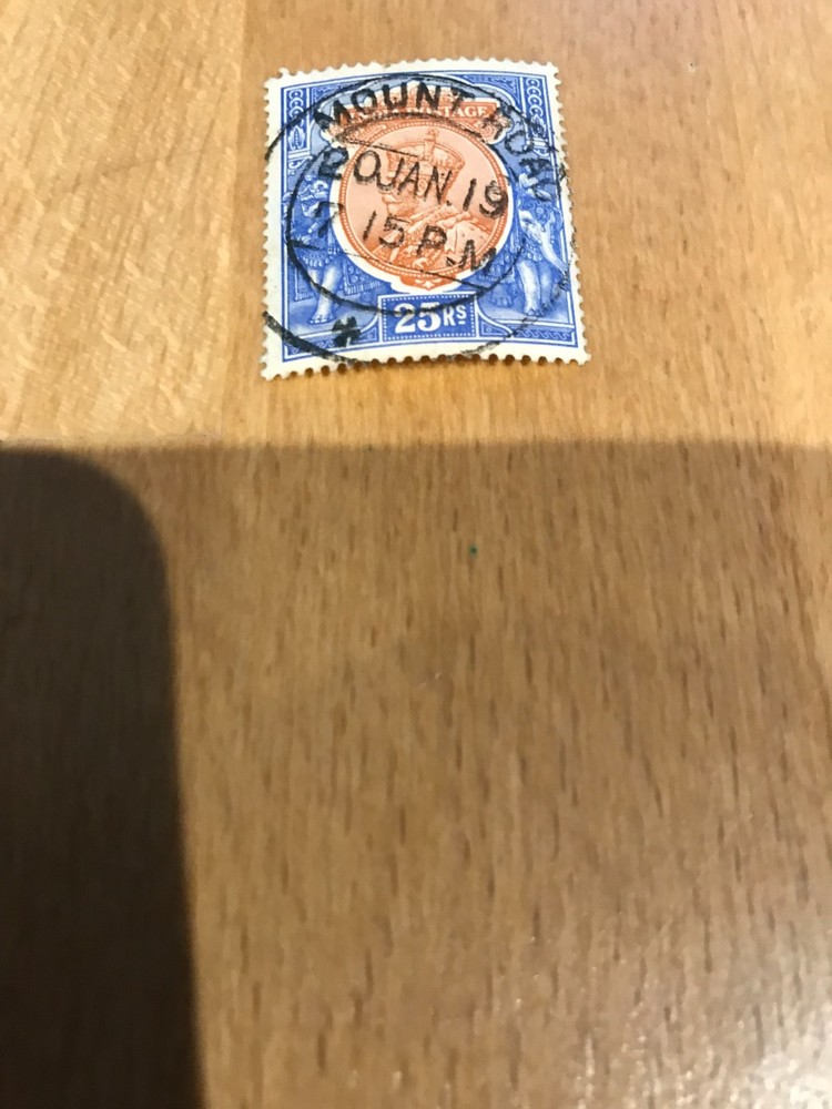 India George V Rs 25 orange & blue v f/u pulled perf; SG 191 Cat £65