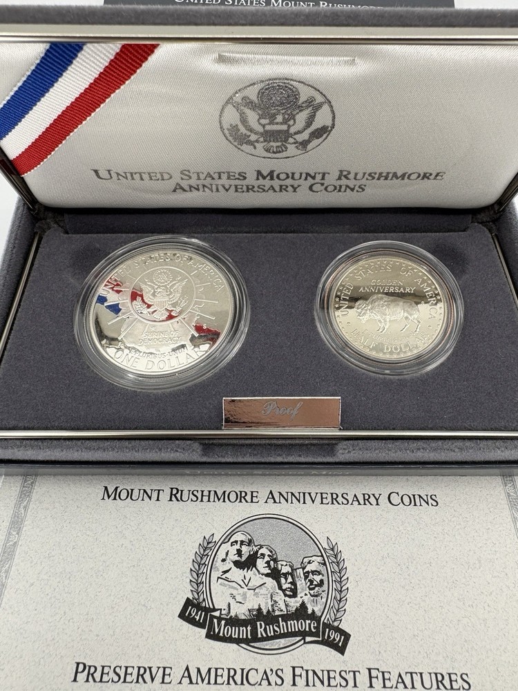 1991 Mount Rushmore Coin Anniversary Proof Set COA + BOX
