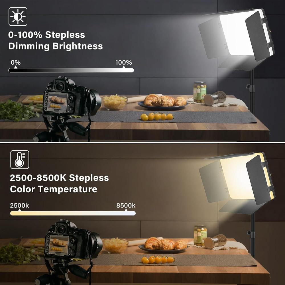 Led Video Light Panel Light with Barn Doors, 4000Mah Rechargeable Camera Lightin