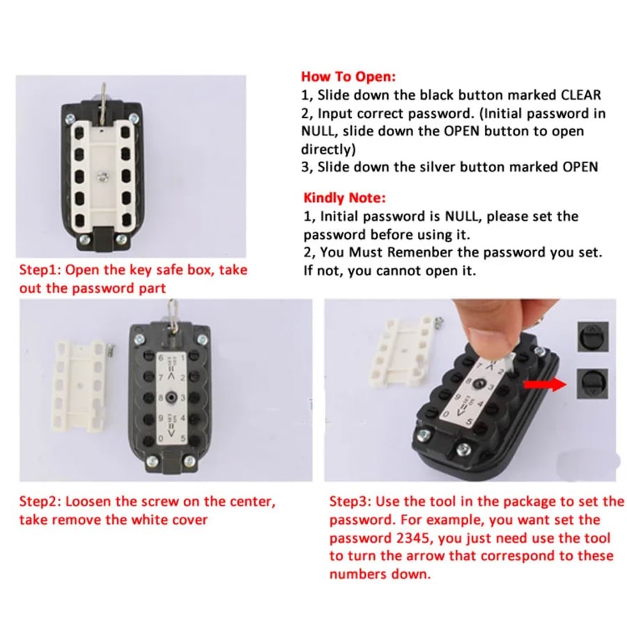 Key Safe Storage Box 10-Digit Combination Lock Weatherproof Wall Mount