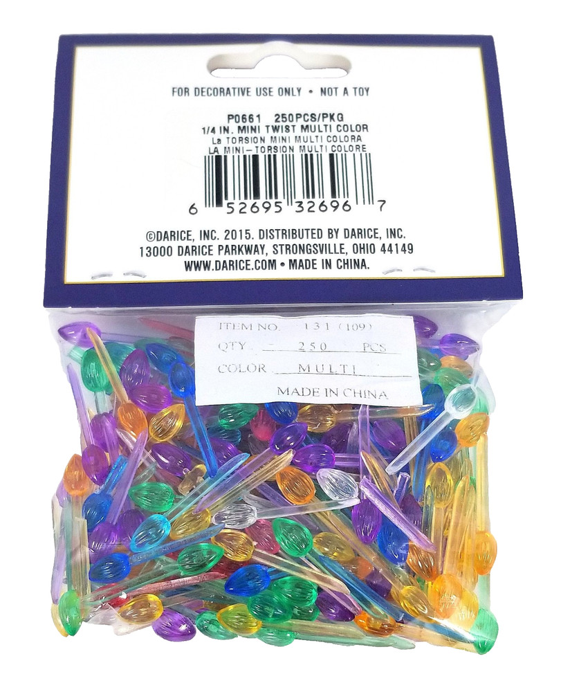 DARICE Ceramic Christmas Tree Accessories LIGHT BULBS Pegs 250 Assorted Colors