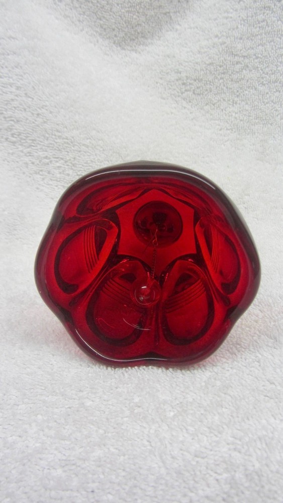 Fenton Ruby Red 6.5" Glass Bell - Barred Oval Design with Sticker