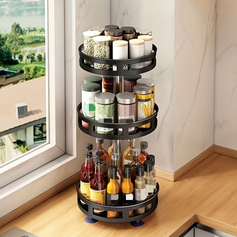 3 Tier Turntable Lazy Susan Organizer Rotating Spice Rack Organization