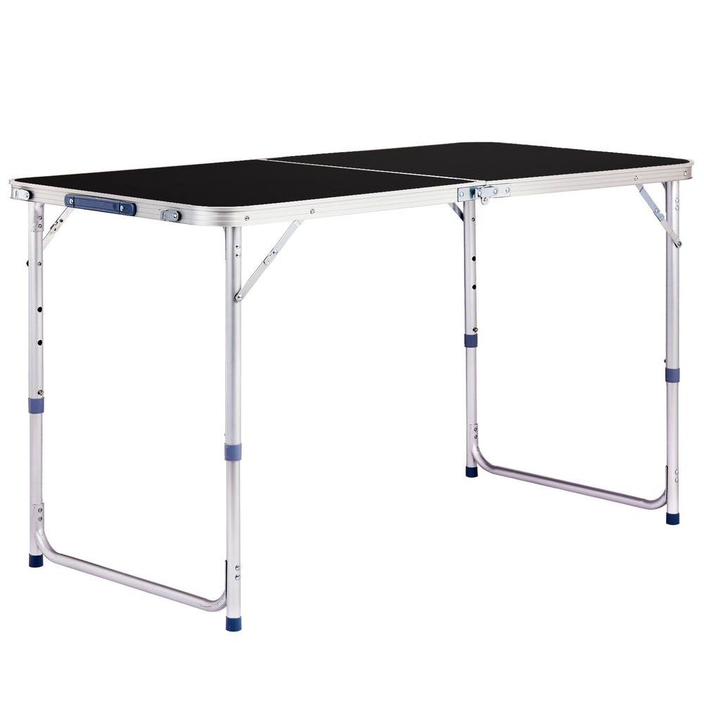 4FT Black Folding Table For Outdoor Garden Camping Picnic BBQ Height Adjustable