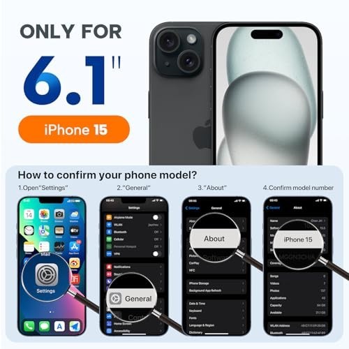 Miracase Magnetic for iPhone 15 Case, [Soft Anti-Scratch Microfiber Lining], Com
