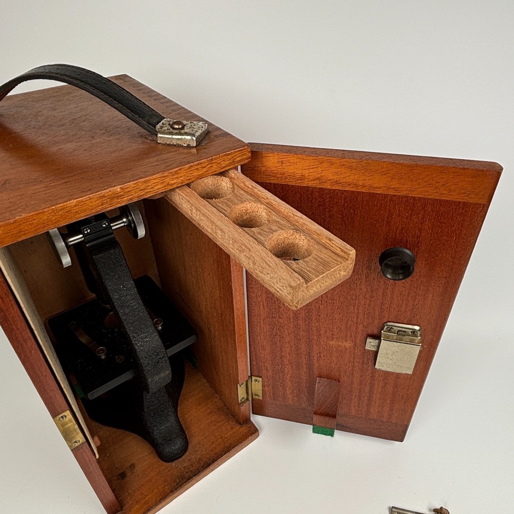 Beck Microscope Model 10 + Objective Lens & Wooden Case Antique