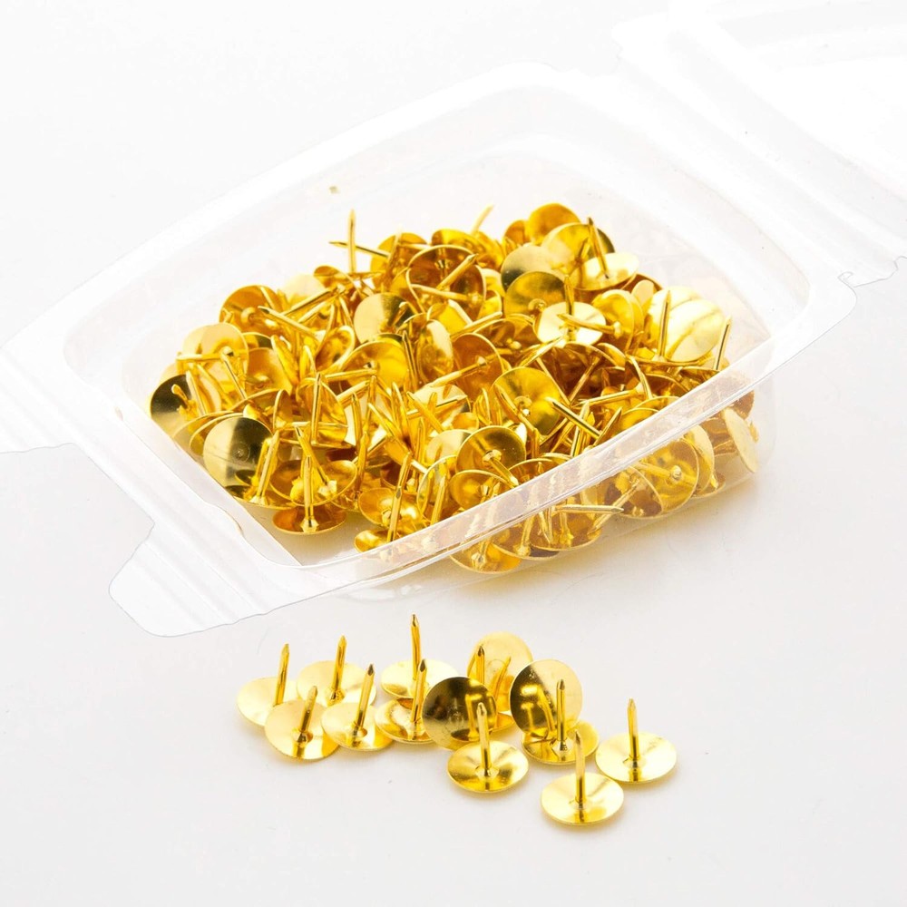 200 Count Gold Thumb Tacks Brass Plated Rust Resistant