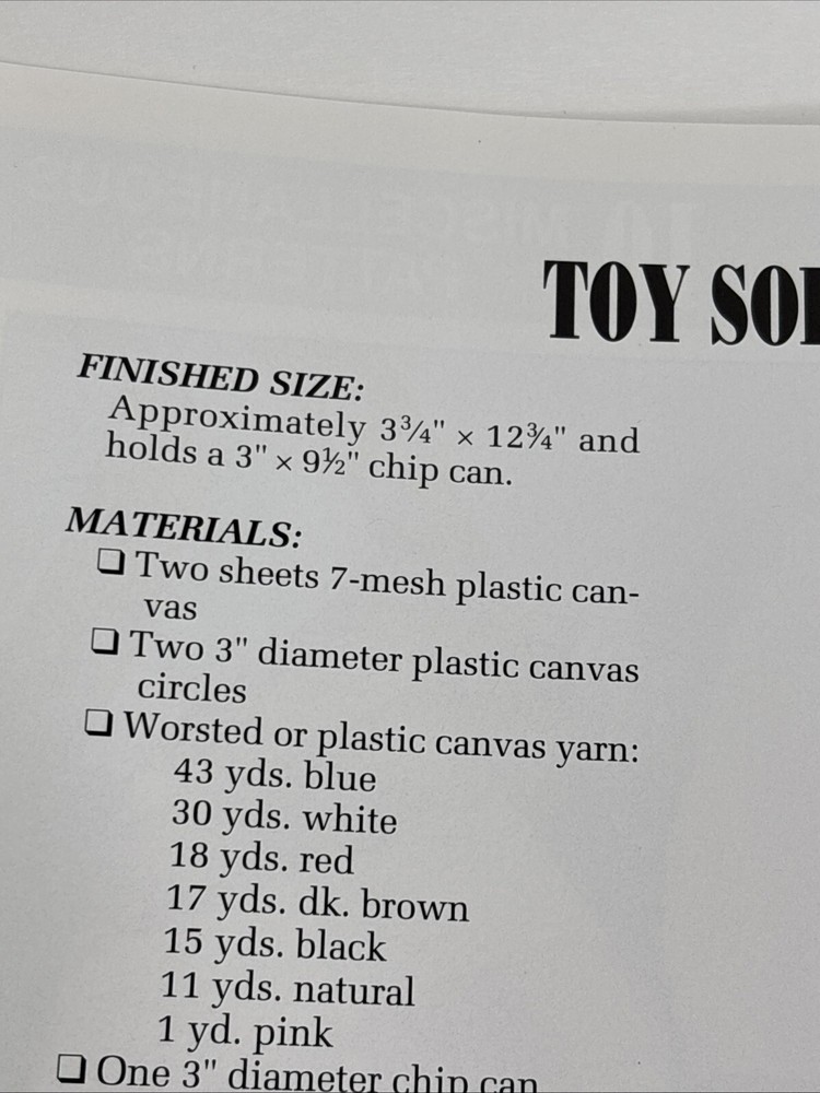 Toy Soldier Annie's Attic Plastic Canvas Pattern Page