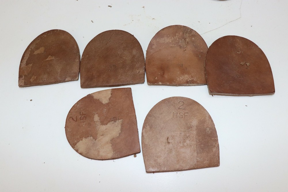 WWII British natural leather boot heel layers pair E8755