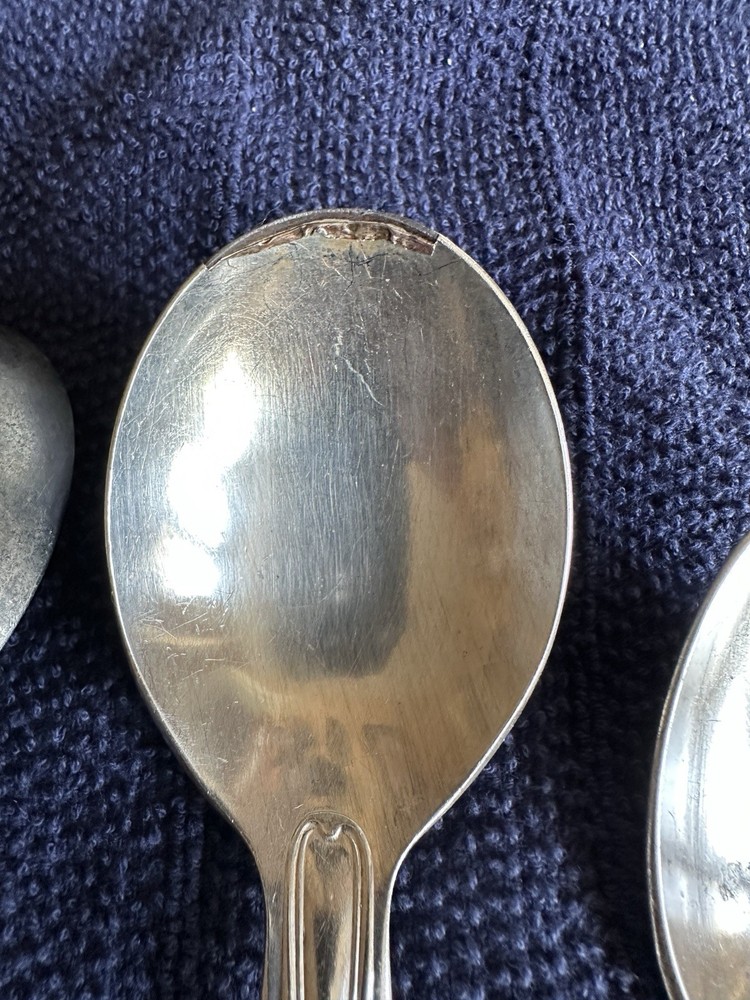 VTG Silver Plate Kings Pattern US Navy Dining 2 Serving Spoons Knife Teaspoon