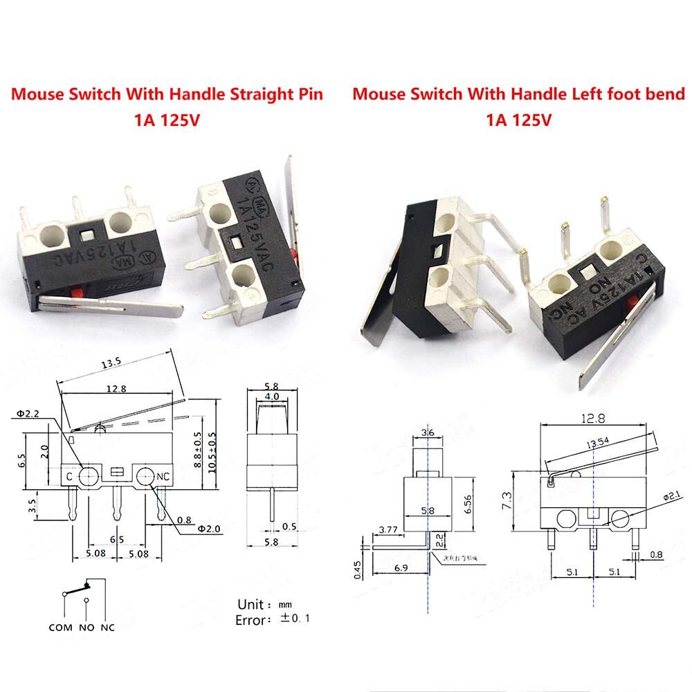 Ultra Mini Microswitch 1A 125V AC Limit Switch Mouse Button or Lever 3D Printer