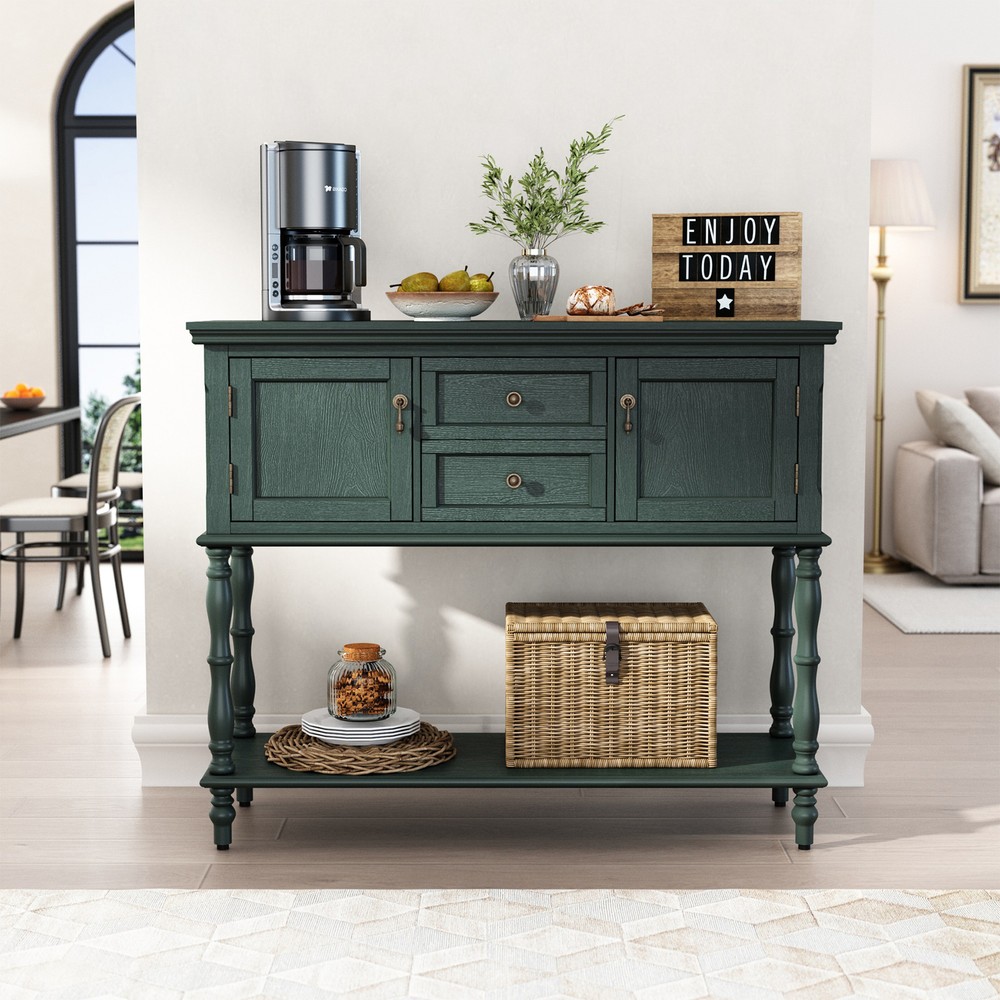 Sideboard Storage Dining Buffet Cabinet Console Table with Shelf&Drawers Green
