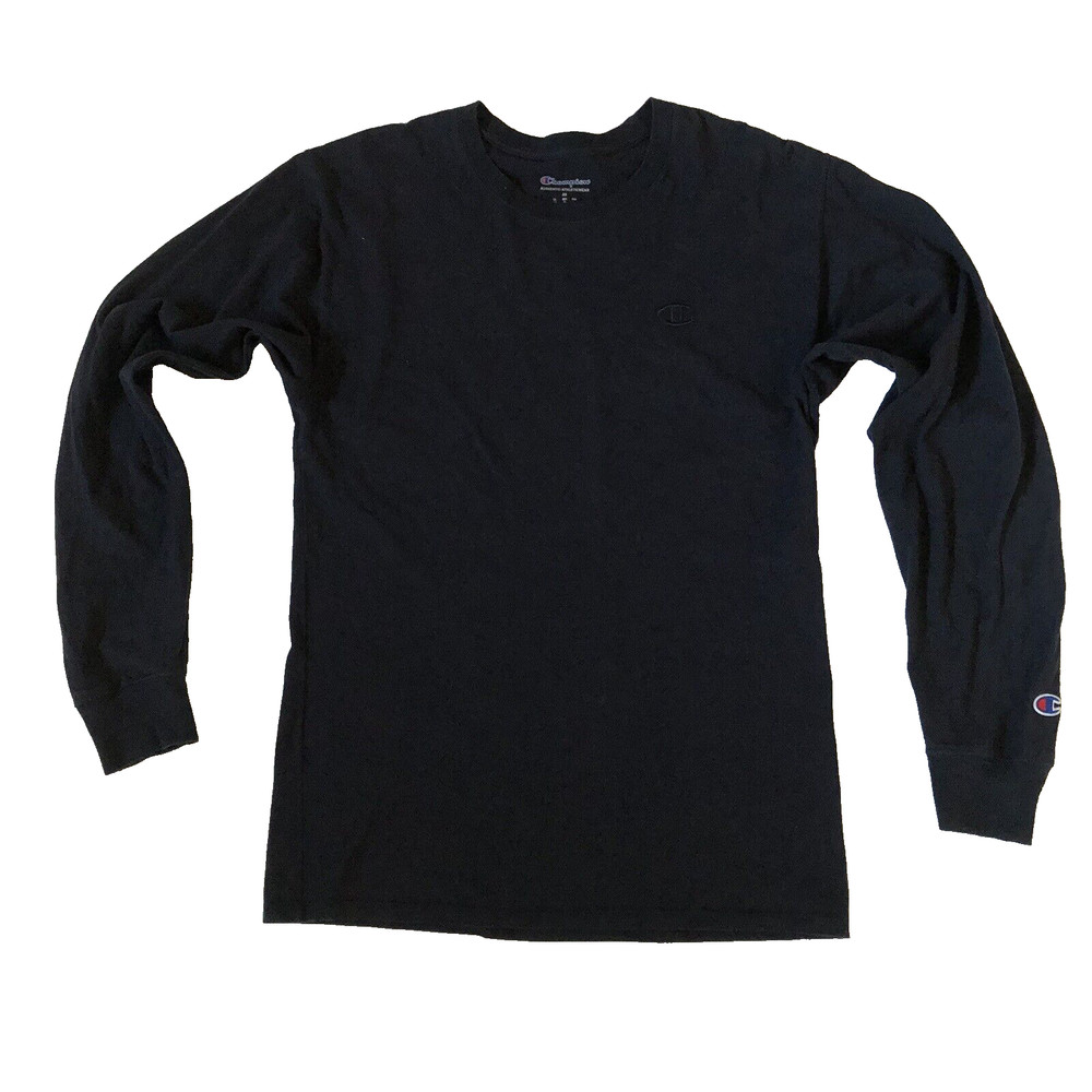 CHAMPION Men Size Medium Navy Blue Long Sleeve Crew Pull On Athletic Wear Top